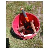 Red Tool Bucket with Contents