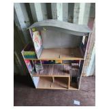 Wooden Dollhouse With Painted Details