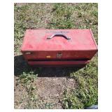 Red Metal Toolbox with Contents