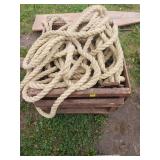 Coiled Rope in Wooden Crate