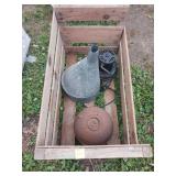 Wood Crate with Metal Items