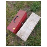 Two Metal Tool Boxes in Red and White