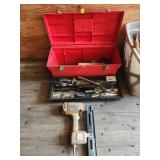 Red Toolbox With Tools and Nail Gun