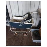 Blue Metal Doll Stroller with Canopy