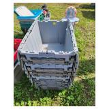 9xBID Stackable Gray Plastic Bins Lot