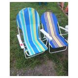 Striped Folding Beach Chairs times 2