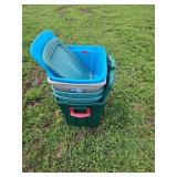 Storage Totes and Lids, Assorted Colors 5xBID