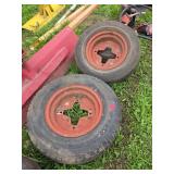 Three Steel Trailer Wheels with Tires