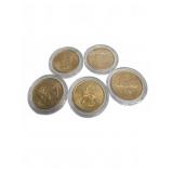 5 United States Gold-Colored Quarters