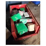 Fastener Boxes in Red Plastic Bin
