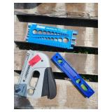 Staple Gun, Level, and Drill Guide Set
