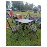 Metal Patio Table with Four Swivel Bar Chairs