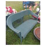 Three-Piece Green Wicker Patio Set