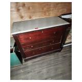 Wooden Three-Drawer Dresser with White Top