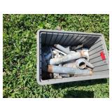 Bin of Assorted Metal Plumbing Parts