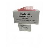 33x Federal .22 Long Rifle 36 Grain Ammo & Case