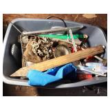 Plastic Tote With Mixed Hardware Items