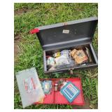 Steel Toolbox With Vintage Microfilm and Misc