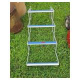 Folding Aluminum 3-Step Stair with Blue Tread