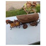 Plastic Horse Drawn Covered Wagon Toy Model