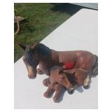 Painted Ceramic Horse and Foal Figurine
