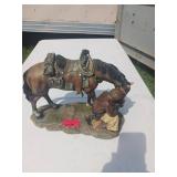 Western Figurine of Cowboy and Saddled Horse