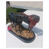 Painted Resin Horse Pair Sculpture on Base