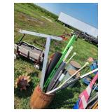 Lawn and Garden Tools in Wooden Barrel