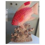 HandPainted DecorativeFish FigurineFaux Coral Base