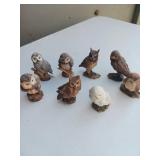 Eight Owl Figurines Assorted Colors
