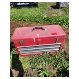 Red Metal Tool Box With Contents