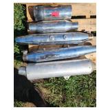 2 Motorcycle Exhaust Mufflers, 3 Mixed Brands