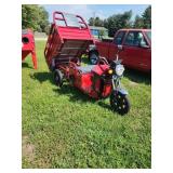 New Red Electric Cargo Trike With Dump Bed