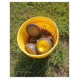 Bucket of Old Round Utility Lights