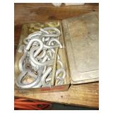 Metal S-Hooks and Hardware in Tin Box