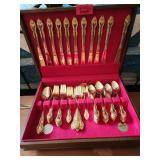 Gold-Plated Flatware Set in Wood Case