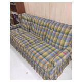Plaid Upholstered Three-Seat Sofa