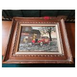 2xBID Framed Artwork With Classic Car Scene