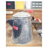 Black Enamelware Coffee Pot with Red Handle