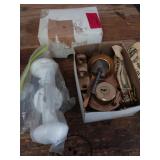 Lockset Parts with Brass Cylinder and White Knobs