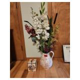 Stained Glass Tissue Box and Floral Pitcher