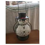 Mosaic Glass Snowman Lantern Decoration