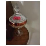 Lidded Diamond Cut Glass Compote Dish