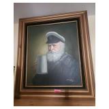 Framed Oil Painting of Bearded Sea Captain