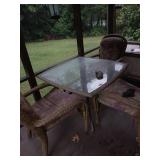 Wicker Patio Set with Glass Table and 4 Chairs