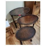 Three Wooden Nested Side Tables