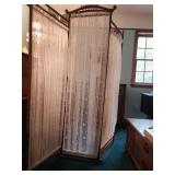 Wooden Folding Room Divider with Lace Panels