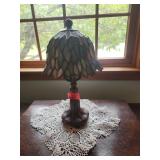 Stained Glass Leaf Motif Table Lamp