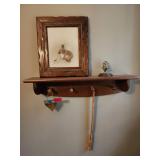 Framed Rabbit Art With Wood Shelf and Decor