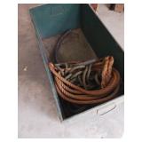 Wood Trunk Bottom with Rope Contents 18x34x14